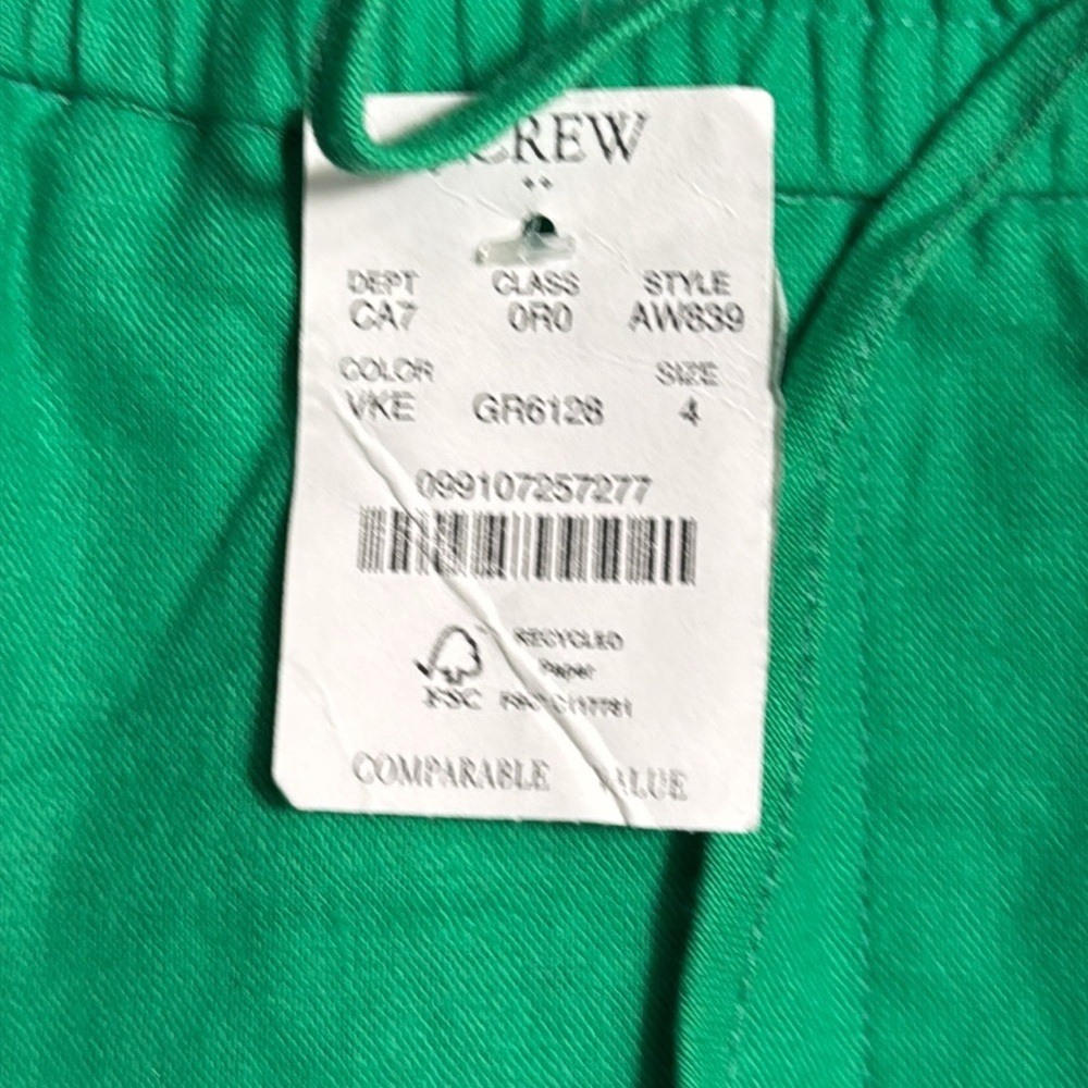 J.Crew pants women’s‎ NWT 4 green cotton linen blend lightweight capri pull on - Picture 2 of 9